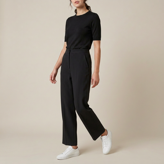 Charcoal High-Waist Straight Trousers