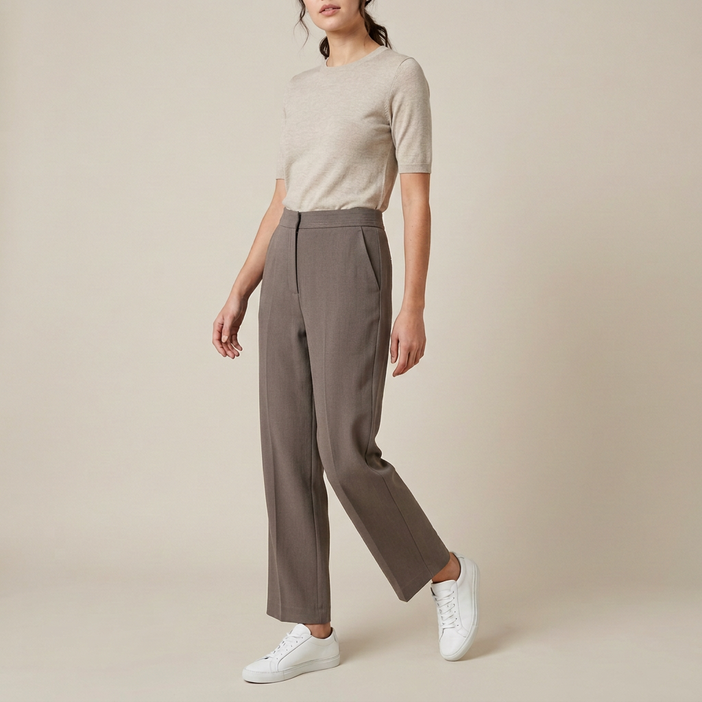 Charcoal High-Waist Straight Trousers