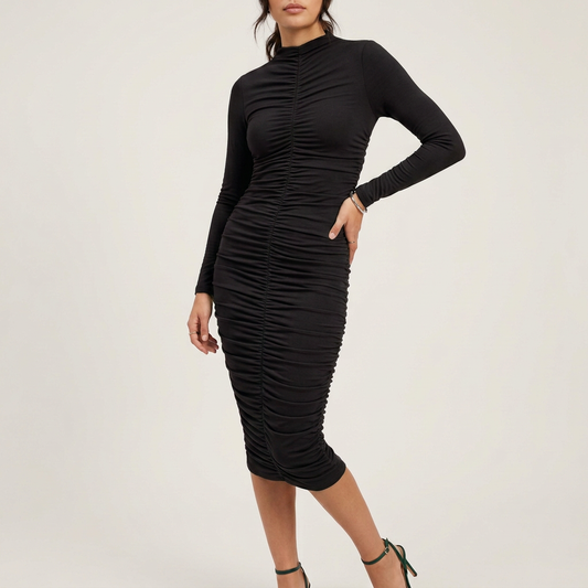 Emerald Green Ruched Bodycon Dress