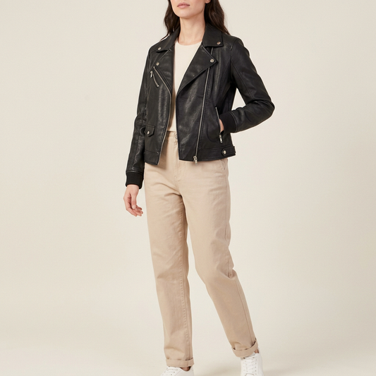 Black Faux-Leather Moto Jacket