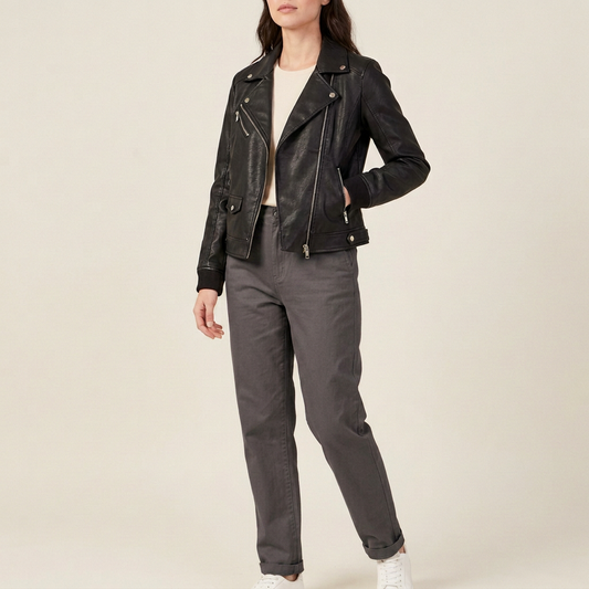 Black Faux-Leather Moto Jacket