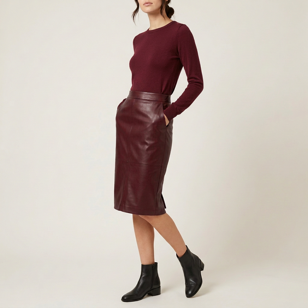 Black Faux-Leather Pencil Skirt