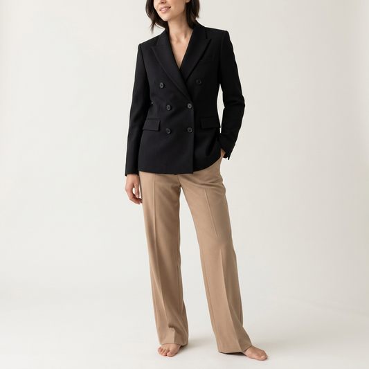 Black Tailored Double-Breasted Blazer