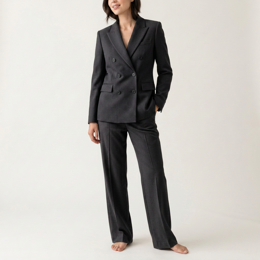Black Tailored Double-Breasted Blazer