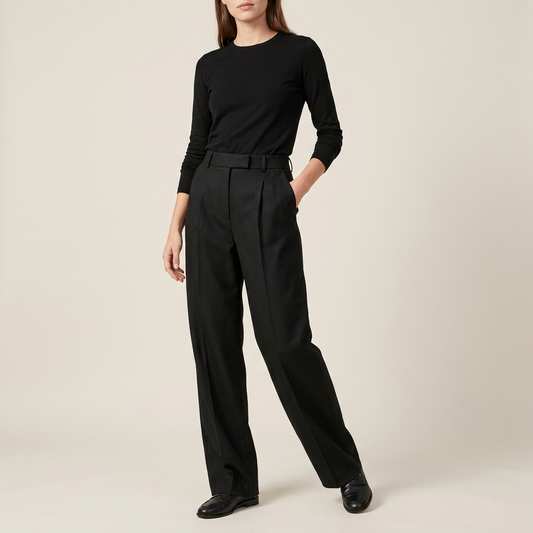 Black Tailored Wide-Leg Trousers