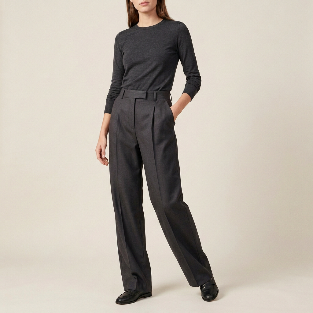 Black Tailored Wide-Leg Trousers