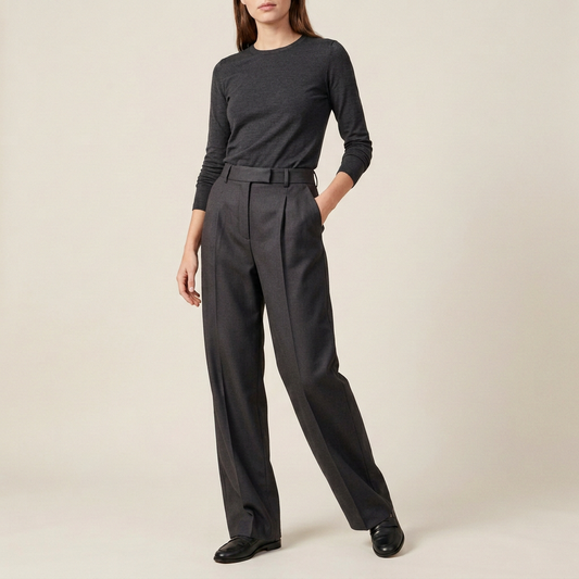 Black Tailored Wide-Leg Trousers