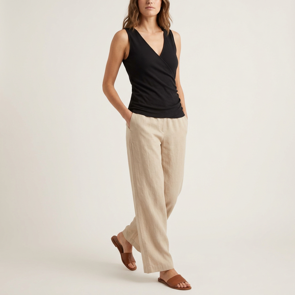 Black Wrap-Front Tank Top