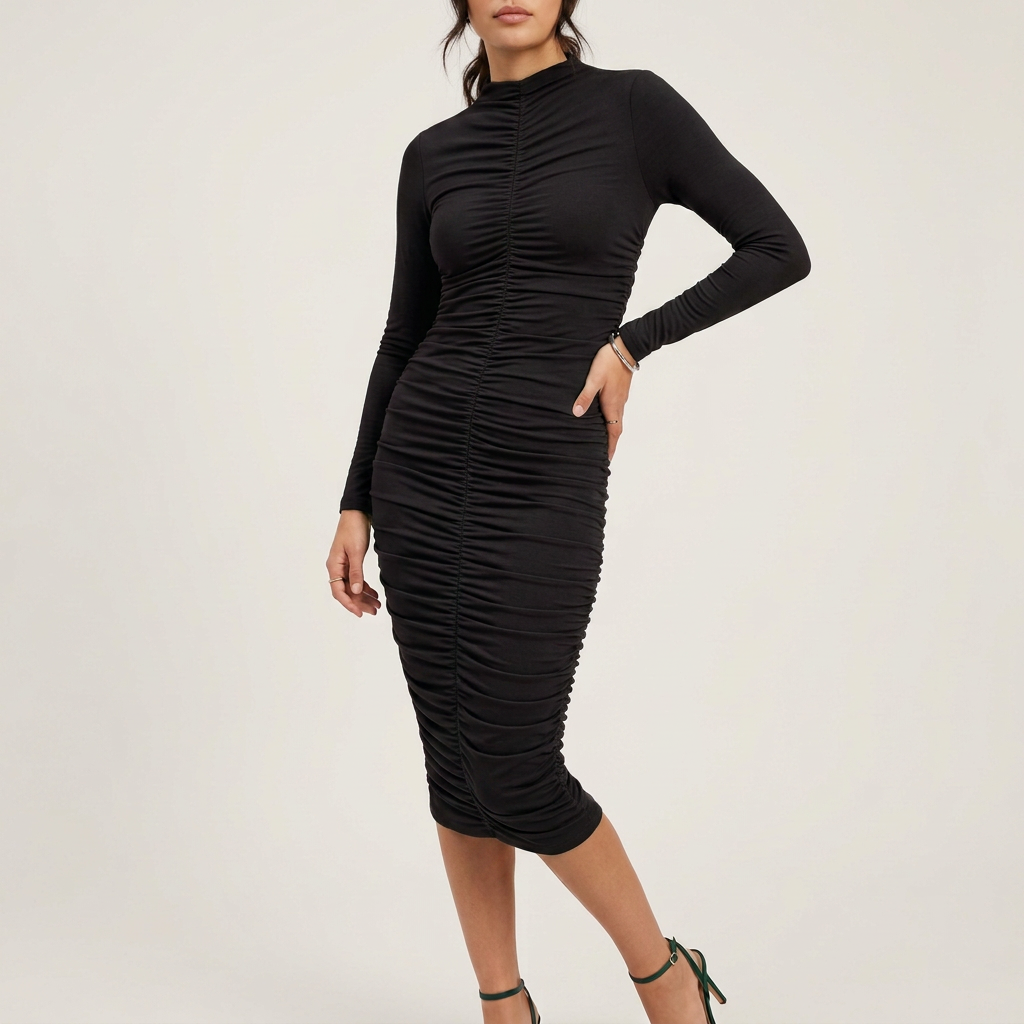 Emerald Green Ruched Bodycon Dress