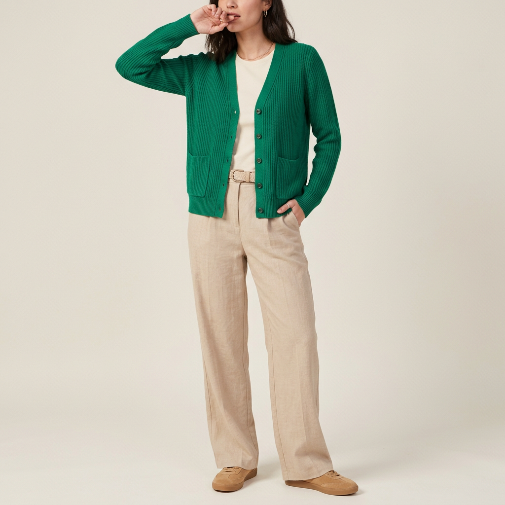 Emerald Ribbed Knit Cardigan